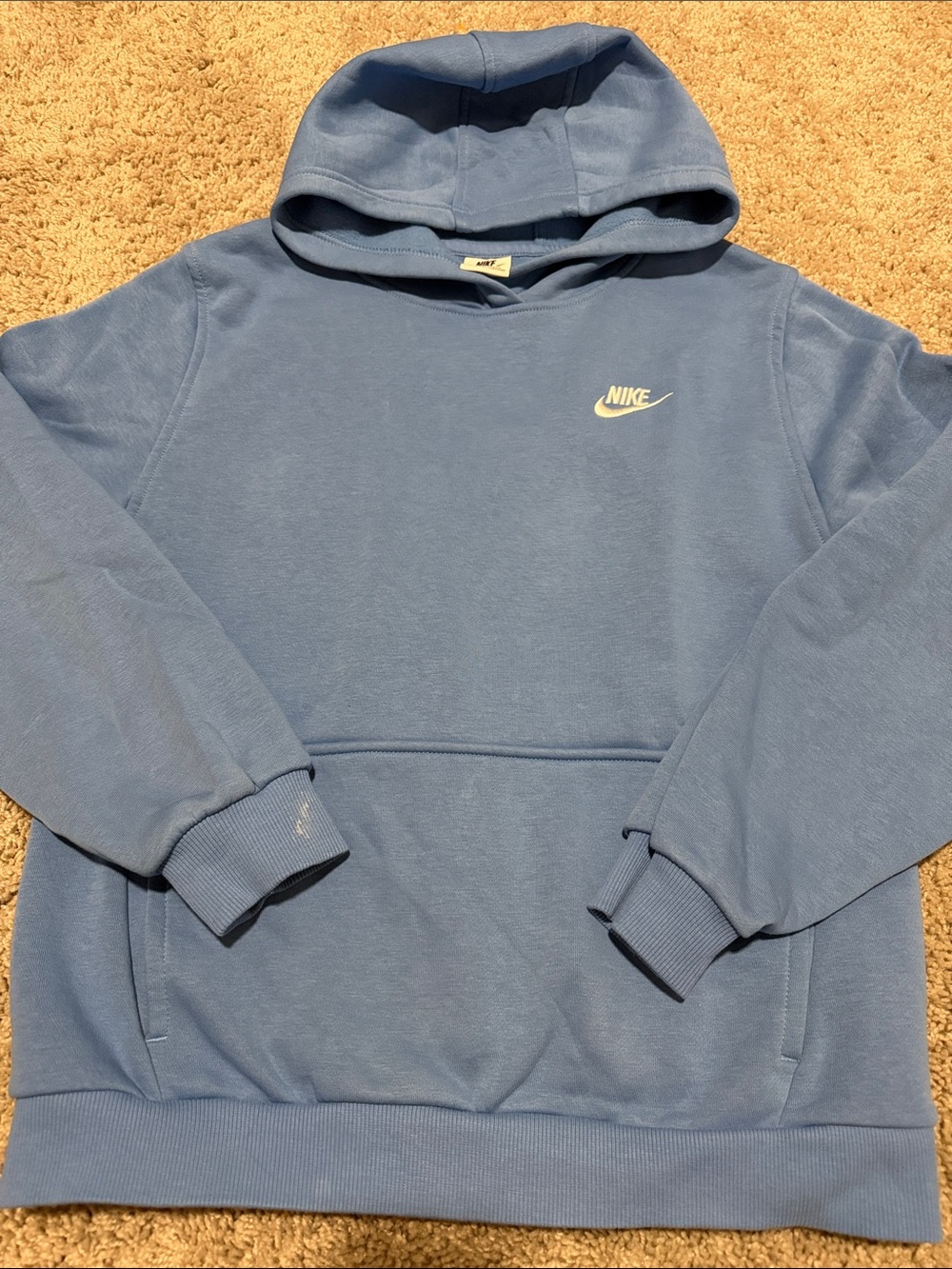 Nike Light Blue Crewneck Hoodie with Chest Swoosh